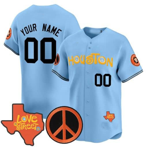 Custom Houston Astros Love Street & Peace Sign Patch Vapor Premier Limited V2 ¡§C All Stitched Baseball Jersey