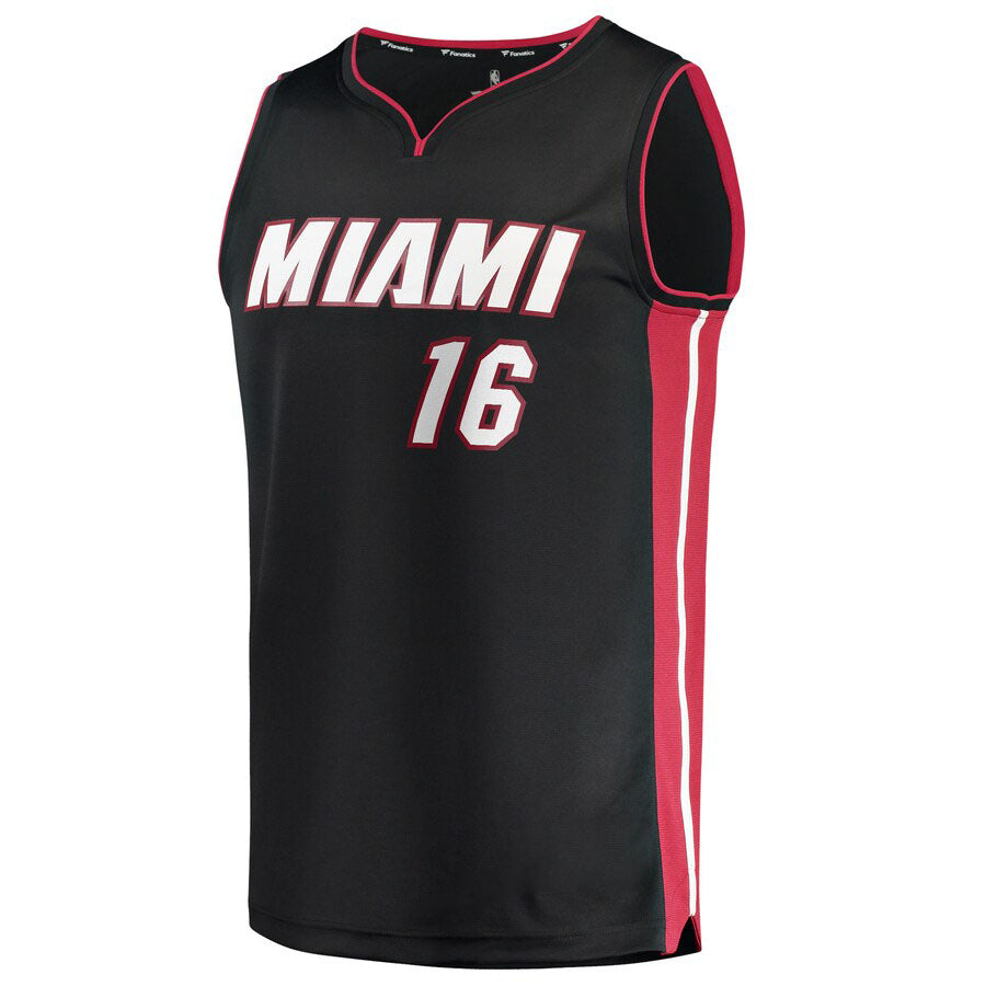 M.Heat #16 Caleb Martin Fanatics Branded 2021-22 Fast Break Replica Jersey Icon Edition Black Stitched American Basketball Jersey