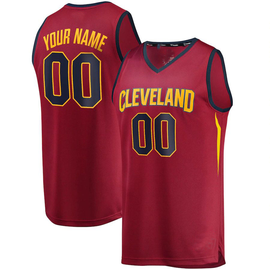 Custom C.Cavaliers Fanatics Branded Fast Break Replica Jersey Icon Edition Wine American Stitched Basketball Jersey
