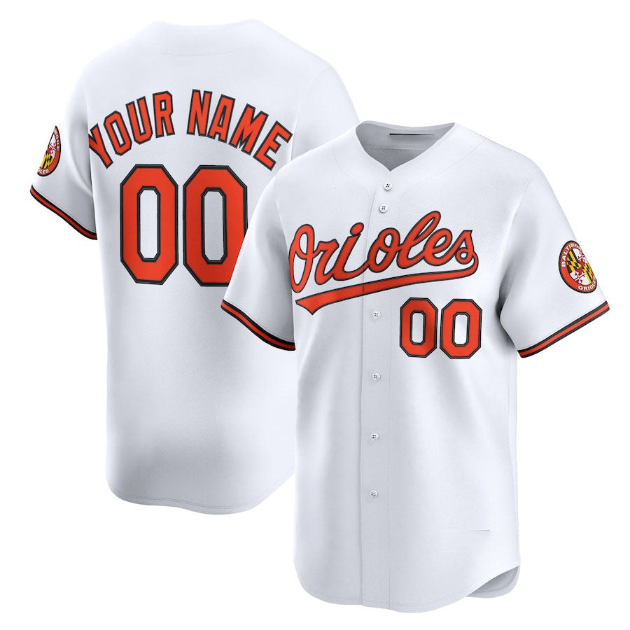 Custom Baltimore Orioles Home Limited Jersey ¡§C White Stitched Baseball Jersey