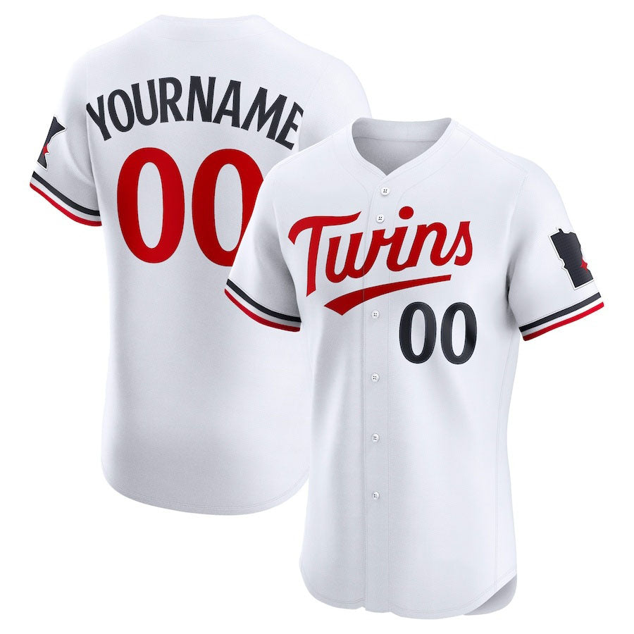 Custom Minnesota Twins Home Elite Jersey ¡§C White Stitched Baseball Jersey