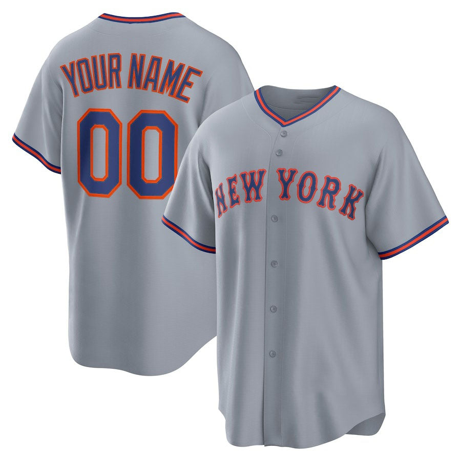 Custom New York Mets Away Jersey4u 2.0 Jersey ¡§C Gray Stitched Baseball Jersey