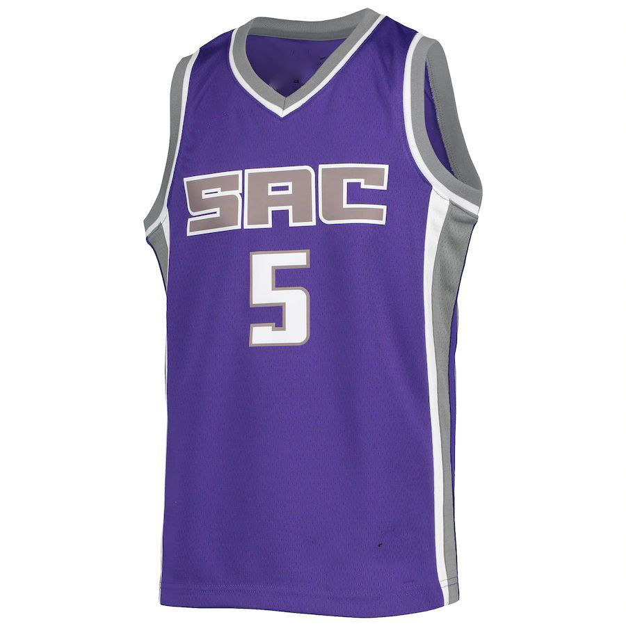 S.Kings #5 De'Aaron Fox Diamond Swingman Jersey Icon Edition Purple Stitched American Basketball Jersey