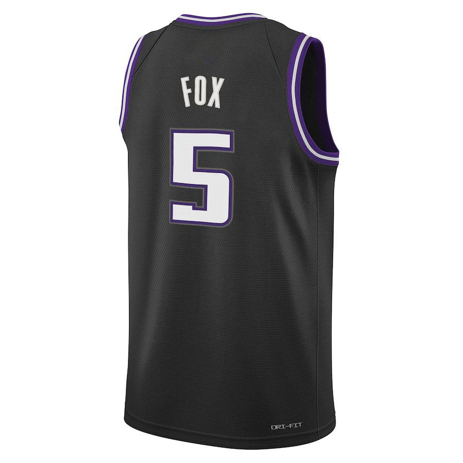 S.Kings #5 De'Aaron Fox Swingman Jersey City Edition Black Statement Edition Stitched American Basketball Jersey
