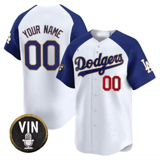 Custom Los Angeles Dodgers Vin Scully Patch Gold Trim Vapor Premier Limited ¡§C All Stitched Baseball Jersey