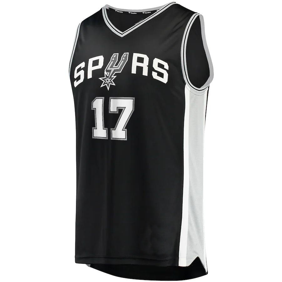 S.Antonio Spurs #17 Doug McDermott Fanatics Branded 2021-22 Fast Break Replica Jersey Black Stitched American Basketball Jersey