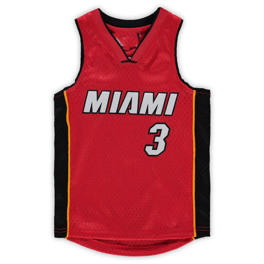 M.Heat #3 Dwyane Wade Mitchell & Ness Preschool 2005-06 Hardwood Classics Player Jersey Red Stitched American Basketball Jersey