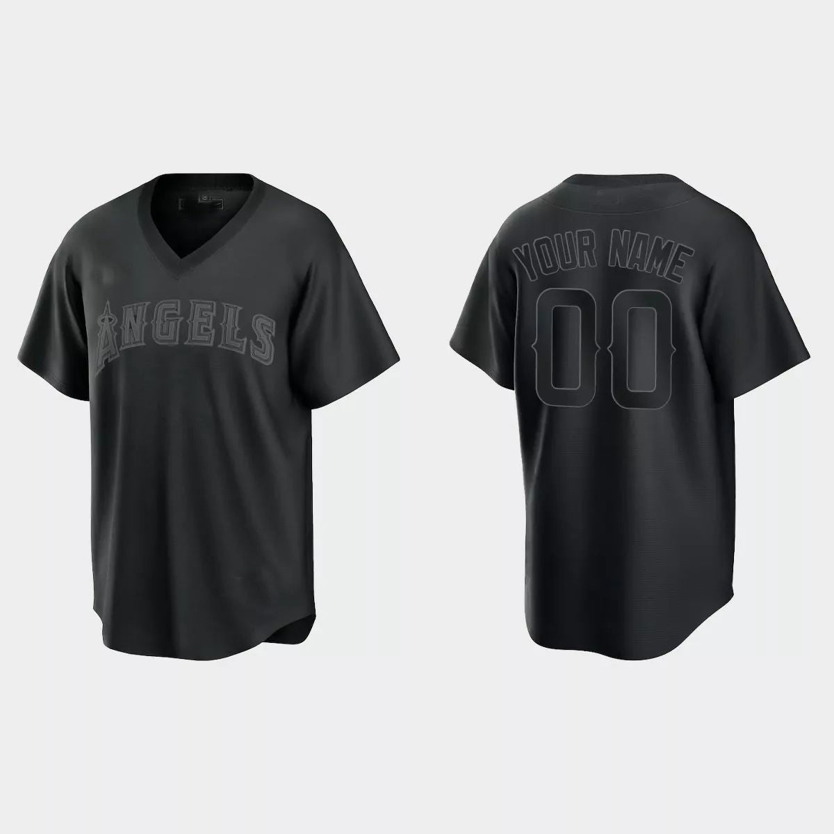 Custom Los Angeles Angels Pitch Black Fashion Replica Jersey ¡§C Black Stitched Baseball Jerseys