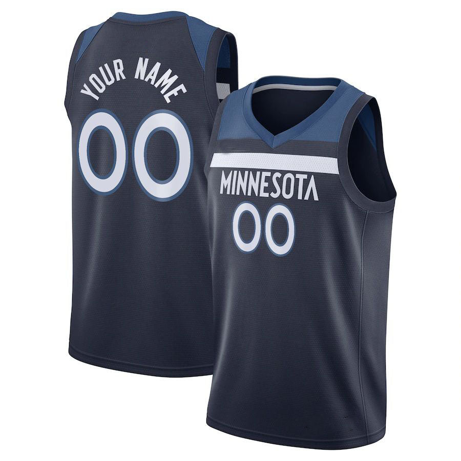 Custom M.Timberwolves Swingman Jersey Icon Edition Navy Stitched Basketball Jersey