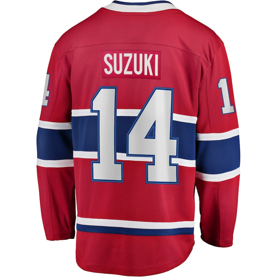 M.Canadiens #14 Nick Suzuki Fanatics Branded Home Premier Breakaway Player Jersey Jersey Red Stitched American Hockey Jerseys