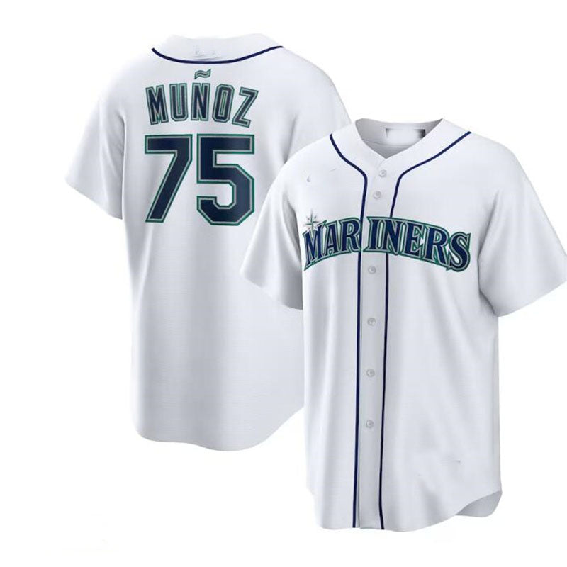 Seattle Mariners #75 Andr¡§|s Mu?oz White Home Replica Player Jersey Baseball Jerseys