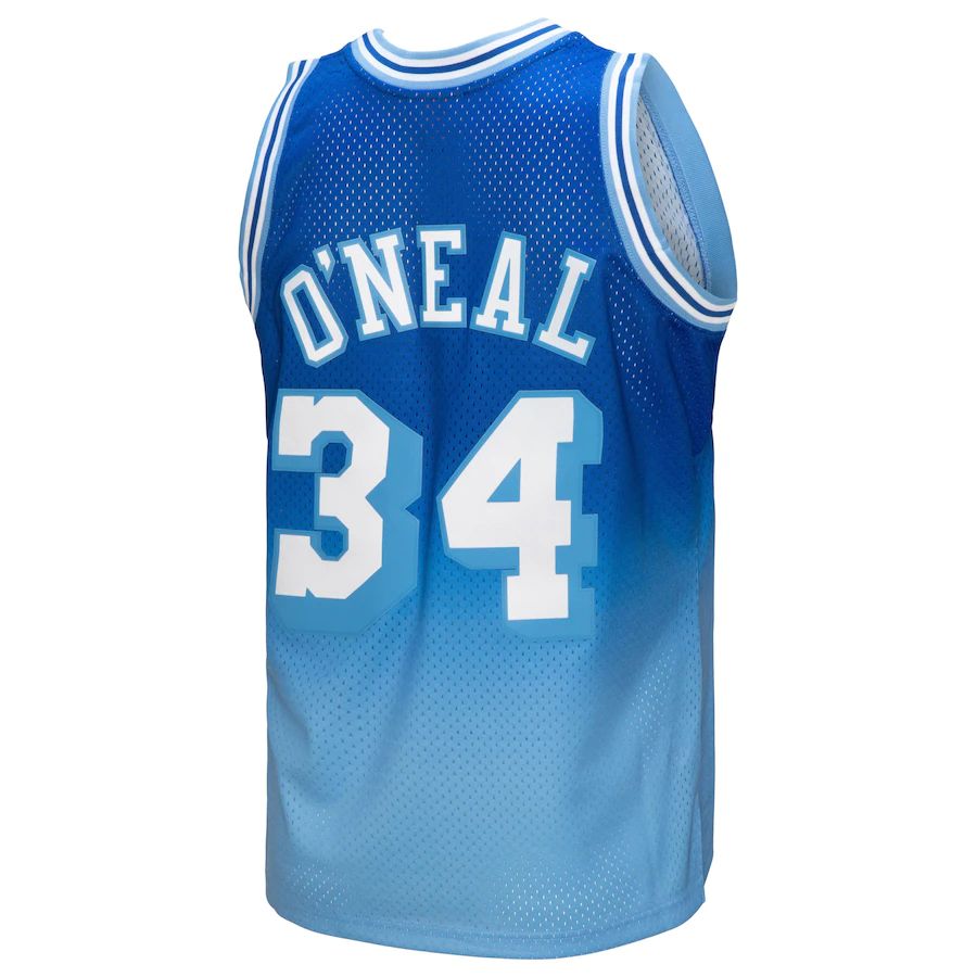 LA.Lakers #34 Shaquille O'Neal Mitchell & Ness 1996-97 Hardwood Classics Fadeaway Swingman Player Jersey Light Blue Stitched American Basketball Jersey