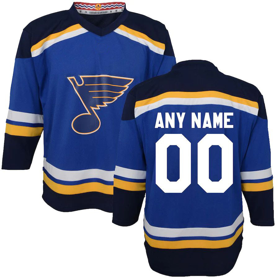 Custom St.L.Blues Toddler Home Replica Jersey Blue Stitched American Hockey Jerseys