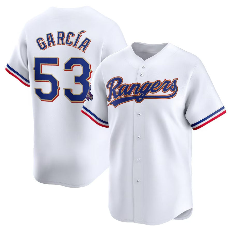 Texas Rangers #53 Adolis Garcia 2024 Gold Collection Limited Player Jersey ¡§C White Baseball Jerseys