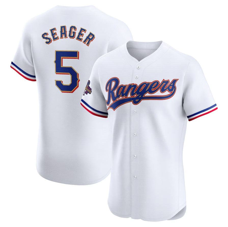 Texas Rangers #5 Corey Seager 2024 Gold Collection Elite Player Jersey ¡§C White Baseball Jerseys