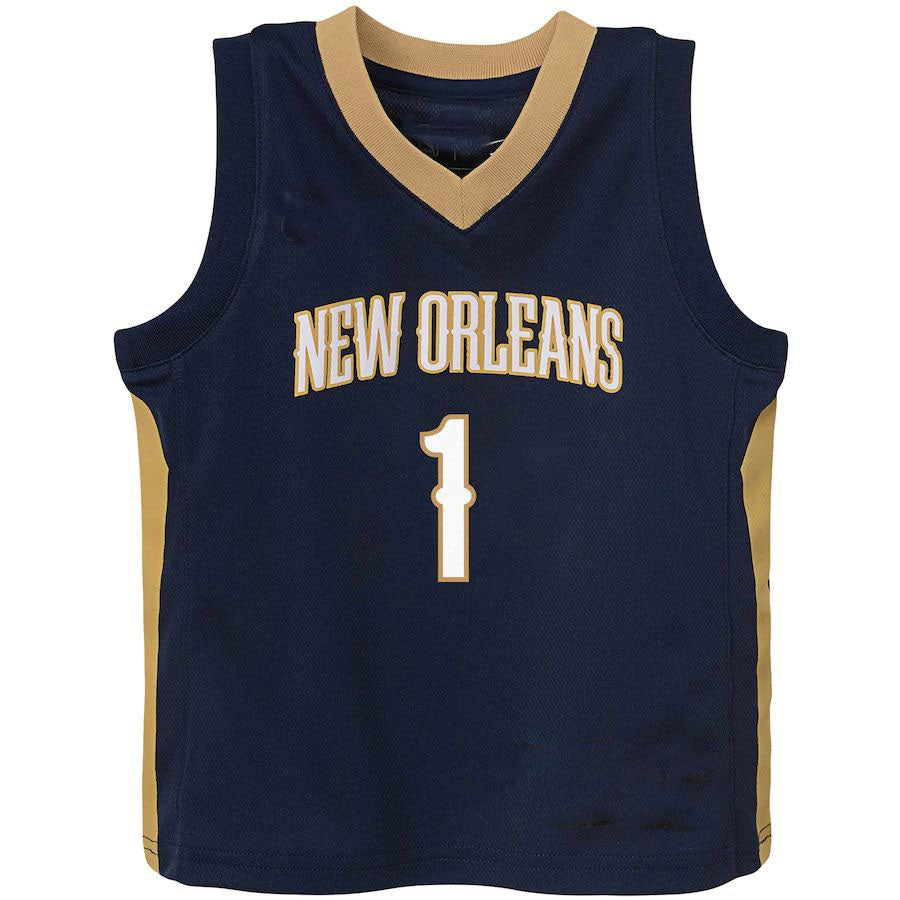 NO.Pelicans #1 Zion Williamson Pelicans Toddler Replica Jersey Icon Edition Navy Stitched American Basketball Jersey