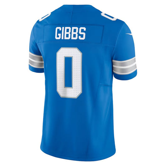 D.Lions #0 Jahmyr Gibbs Blue Vapor F.U.S.E. Limited Jersey Stitched American Football Jerseys