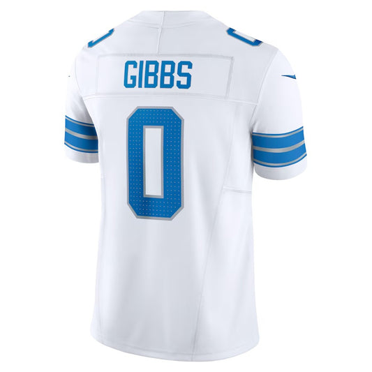 D.Lions #0 Jahmyr Gibbs White Vapor F.U.S.E. Limited Jersey Stitched American Football Jerseys