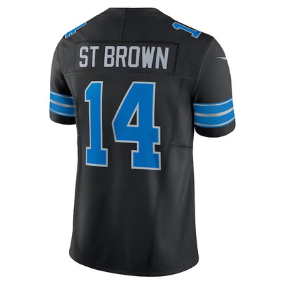 D.Lions #14 Amon-Ra St. Brown Black Vapor F.U.S.E. Limited Jersey Stitched American Football Jerseys