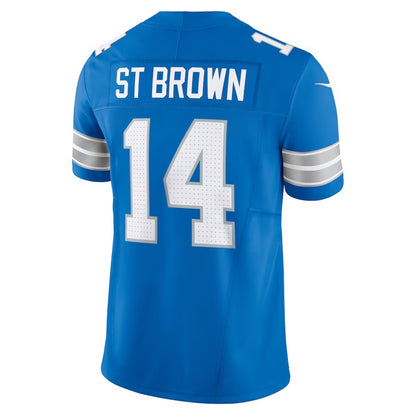 D.Lions #14 Amon-Ra St. Brown Blue Vapor F.U.S.E. Limited Jersey Stitched American Football Jerseys
