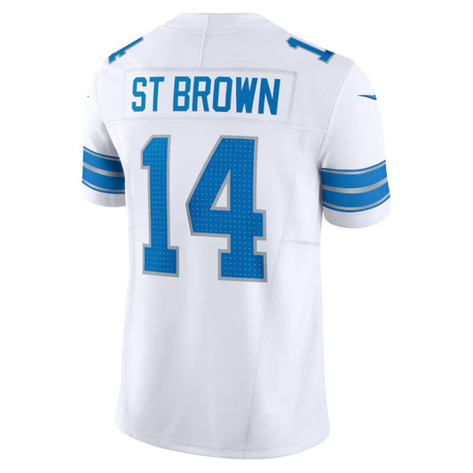 D.Lions #14 Amon-Ra St. Brown White Vapor F.U.S.E. Limited Jersey Stitched American Football Jerseys