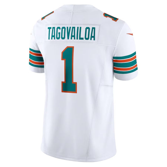 M.Dolphins #1 Tua Tagovailoa White Vapor F.U.S.E. Limited Jersey Stitched American Football Jerseys