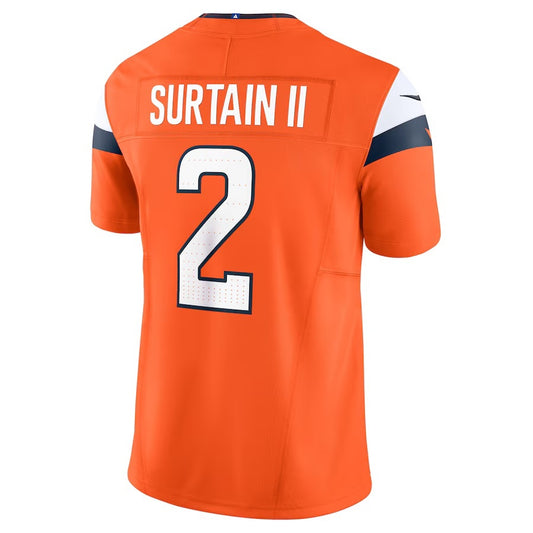D.Broncos #2 Patrick Surtain II Orange Vapor F.U.S.E. Limited Jersey Stitched American Football Jerseys