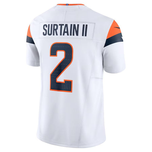 D.Broncos #2 Patrick Surtain II White Vapor F.U.S.E. Limited Jersey Stitched American Football Jerseys