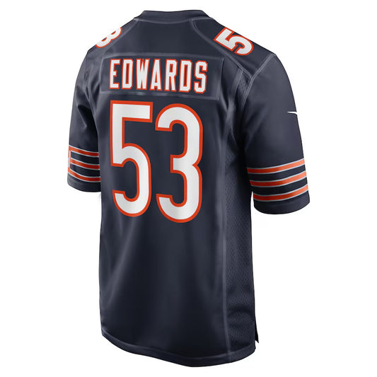 C.Bears #53 TJ Edwards Navy Vapor F.U.S.E. Limited Jersey Stitched American Football Jerseys