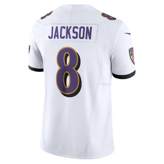 B.Ravens #8 Lamar Jackson White Vapor F.U.S.E. Limited Jersey Stitched American Football Jerseys