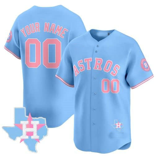 Custom Houston Astros Bubblegum Blue Vapor Premier Limited ¡§C All Stitched Baseball Jersey