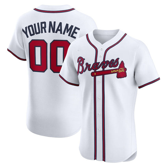Custom Atlanta Braves Home Elite Jersey ¡§C White Baseball Jerseys