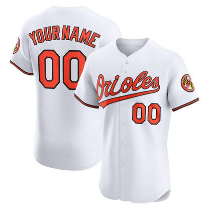 Custom Baltimore Orioles Home Elite Jersey ¡§C White Stitched Baseball Jersey