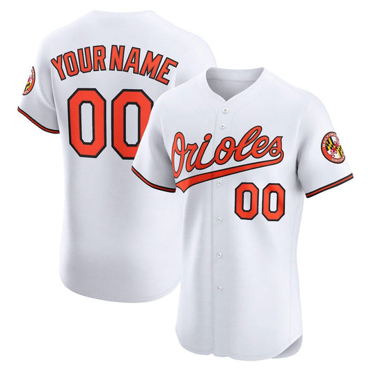 Custom Baltimore Orioles Home Elite Jersey ¡§C White Stitched Baseball Jersey