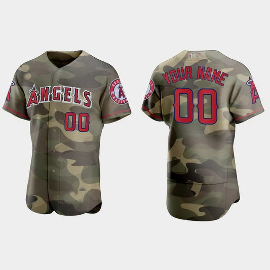 Custom Los Angeles Angels 2021 National Armed Forces Day Authentic Jersey ¡§C Camo Stitched Baseball Jerseys