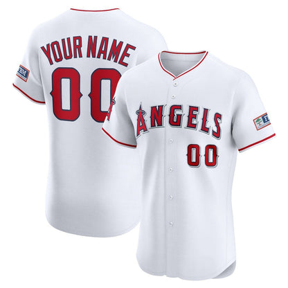 Custom Los Angeles Angels Home Elite Sponsor Patch Jersey ¡§C White Stitched Baseball Jersey