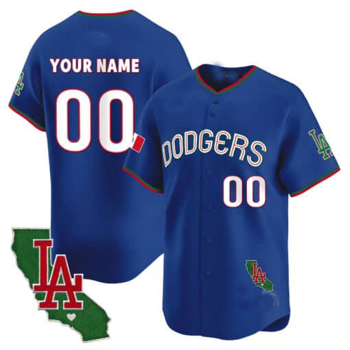 Custom Los Angeles Dodgers Mexico California Patch Vapor Premier Limited V3 ¡§C All Stitched Baseball Jersey