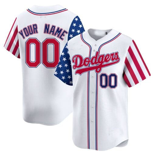 Custom Los Angeles Dodgers White 2024 Independence Day Vapor Premier Limited V2 ¡§C All Stitched Baseball Jersey