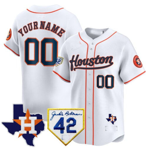 Custom Houston Astros 2024 Jackie Robinson Patch Vapor Premier Limited ¡§C All Stitched Baseball Jersey