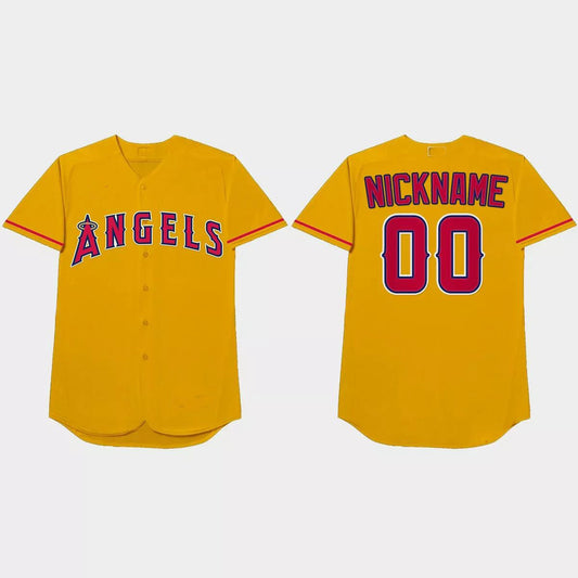 Custom Los Angeles Angels 2021 Players?¡¥ Weekend Nickname Jersey ¡§C Gold Stitched Baseball Jerseys