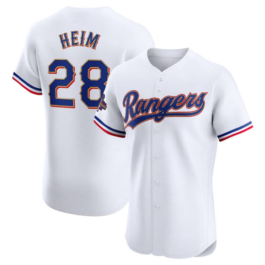 Texas Rangers #28 Jonah Heim 2024 Gold Collection Elite Player Jersey ¡§C White Baseball Jerseys