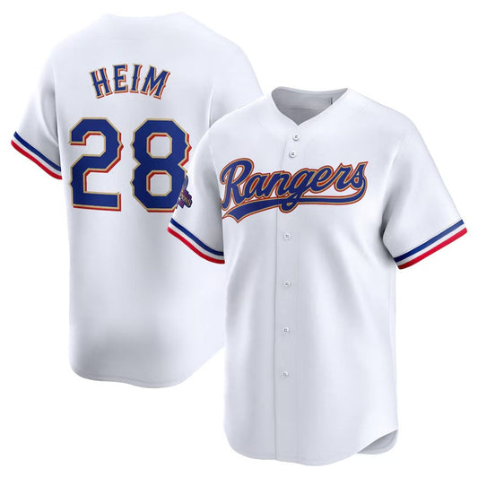 Texas Rangers #28 Jonah Heim 2024 Gold Collection Limited Player Jersey ¡§C White Baseball Jerseys