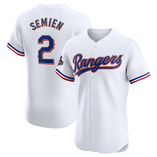 Texas Rangers #2 Marcus Semien 2024 Gold Collection Elite Player Jersey ¡§C White Baseball Jerseys