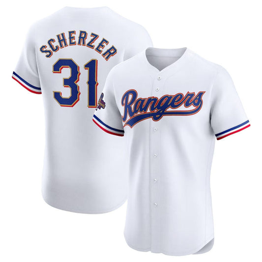 Texas Rangers #31 Max Scherzer 2024 Gold Collection Elite Player Jersey ¡§C White Baseball Jerseys