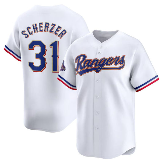 Texas Rangers #31 Max Scherzer 2024 Gold Collection Limited Player Jersey ¡§C White Baseball Jerseys