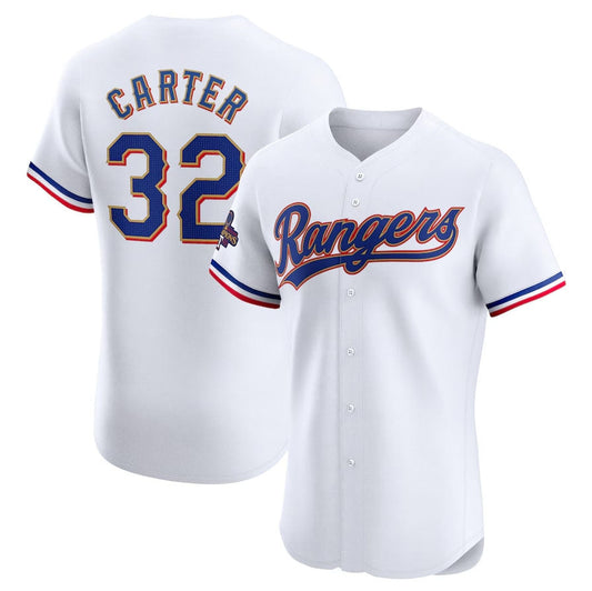 Texas Rangers #32 Evan Carter 2024 Gold Collection Elite Player Jersey ¡§C White Baseball Jerseys