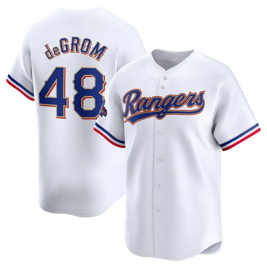 Texas Rangers #48 Jacob deGrom 2024 Gold Collection Limited Player Jersey ¡§C White Baseball Jerseys