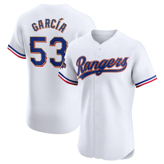 Texas Rangers #53 Adolis Garcia 2024 Gold Collection Elite Player Jersey ¡§C White Baseball Jerseys