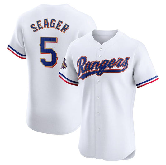 Texas Rangers #5 Corey Seager 2024 Gold Collection Elite Player Jersey ¡§C White Baseball Jerseys