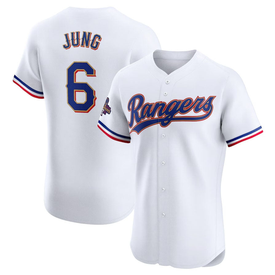 Texas Rangers #6 Josh Jung 2024 Gold Collection Elite Player Jersey ¡§C White Baseball Jerseys